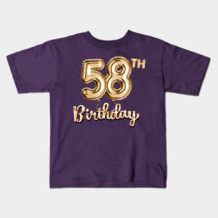 58th Birthday Gifts - Party Balloons Gold Kids T-Shirt